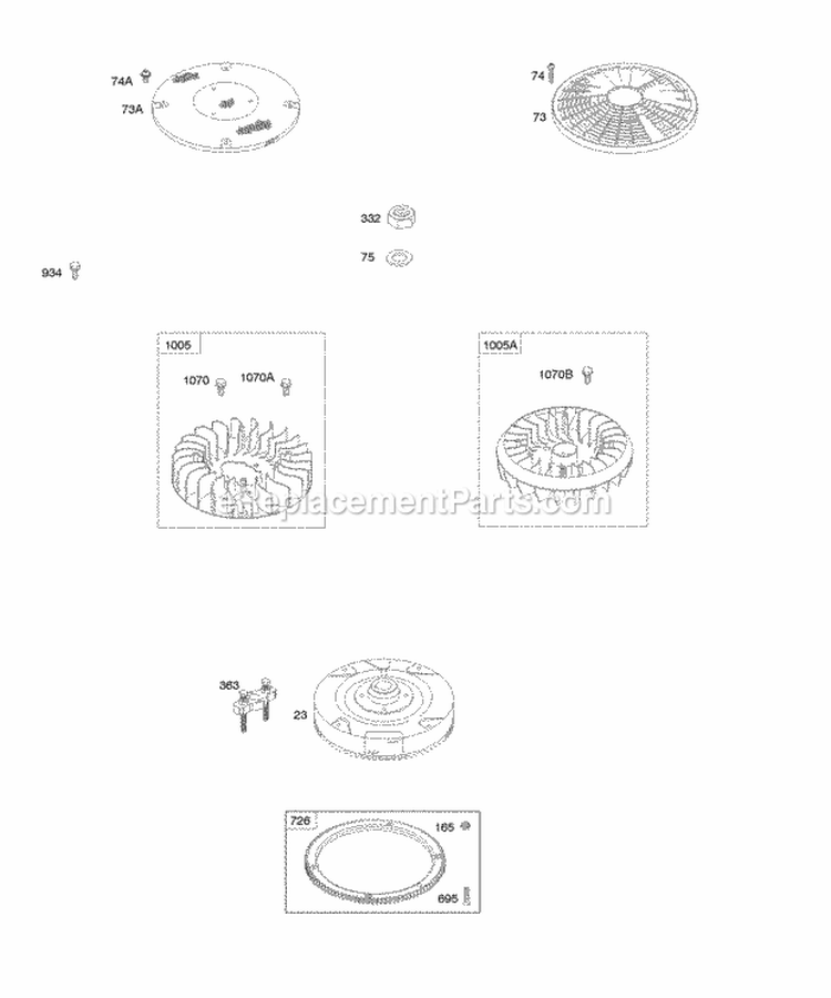 Flywheel Diagram and Parts List for 42E707-2631-E2  Briggs and Stratton Engine